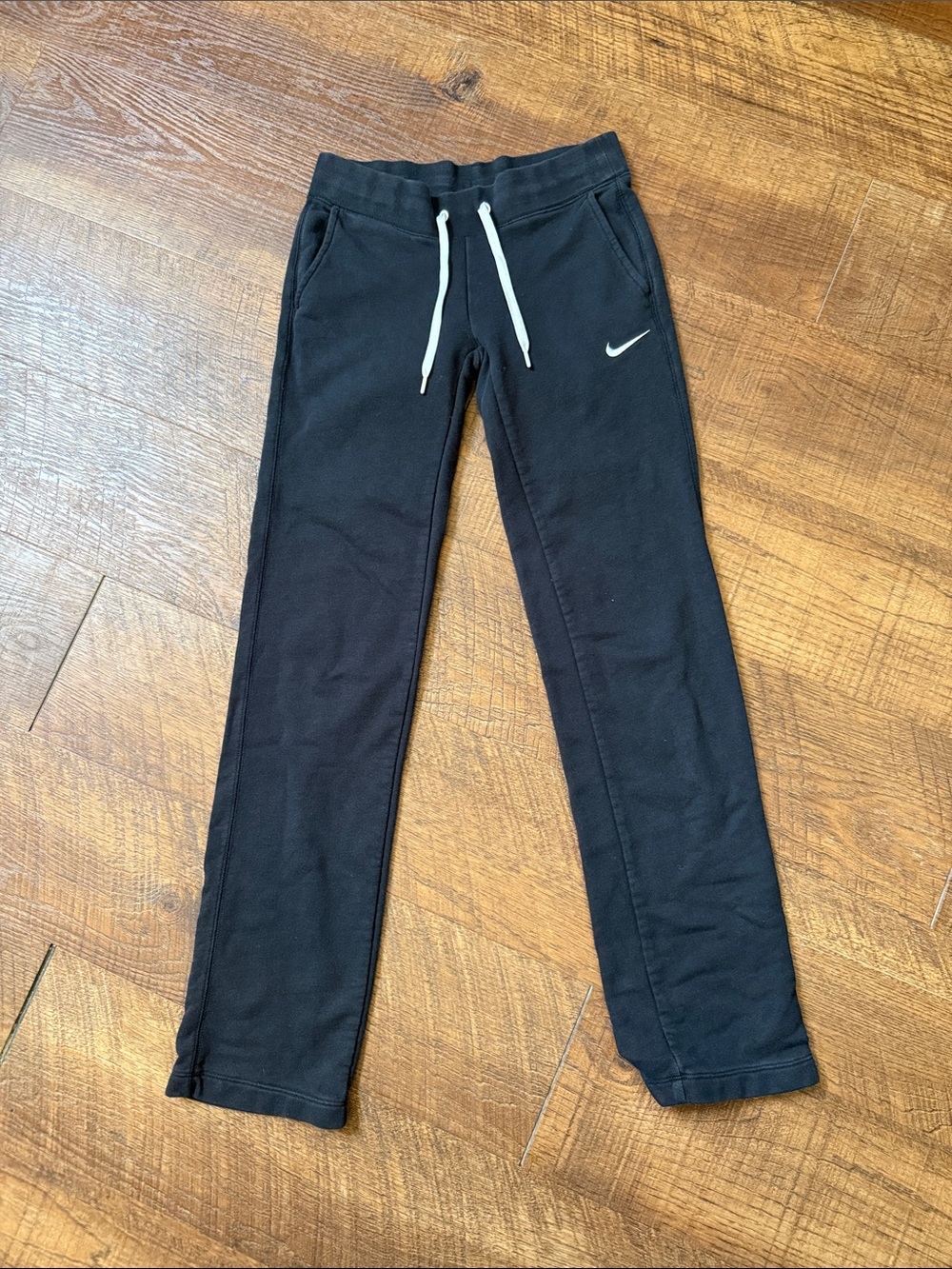 Nike Kids Black Jogger Pants with White Drawstring